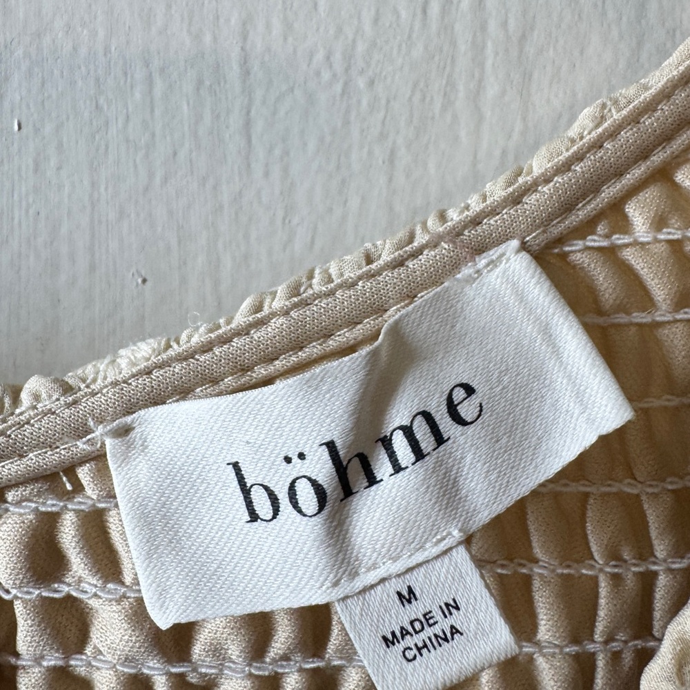Bohme Alora Embroidered Floral Champagne Cream Tulle Maxi Dress Size Medium - Picture 15 of 16